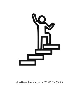 man on stairs icon linear vector graphics sign