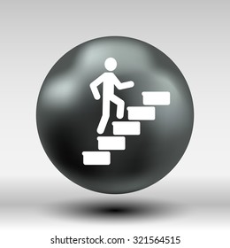 man on stairs icon vector button logo symbol concept.