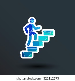 man on stairs icon vector button logo symbol concept.
