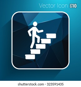 man on stairs icon vector button logo symbol concept.