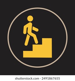 Man on stairs trendy icon awesome abstract vector illustration colorful artwork design