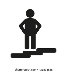 man on the steps of vector icon