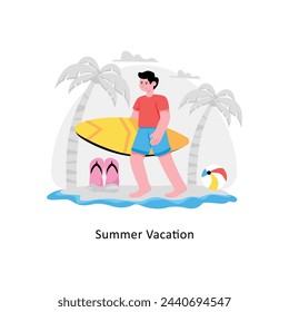 Man on Summer Vacation abstract concept vector in a flat style stock illustration