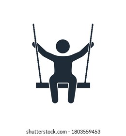 The man on the swing. Vector icon isolated on white background.