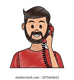Man on telephone scribble