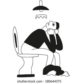 man on a toilet - vector cartoon