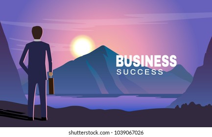 The man on the top of the hill with business and success.