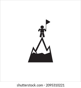 man on top of the mountain icon vector illustration symbol