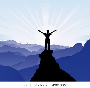 Man On Top Rock Stock Vector (Royalty Free) 49818010 | Shutterstock