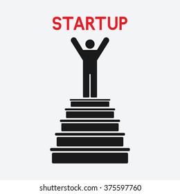 man on top. startup concept - vector illustration. eps 8