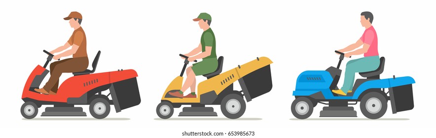 Man On Tractor Lawn Mower