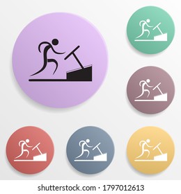Man on the treadmill badge color set icon. Simple glyph, flat vector of sport icons for ui and ux, website or mobile application