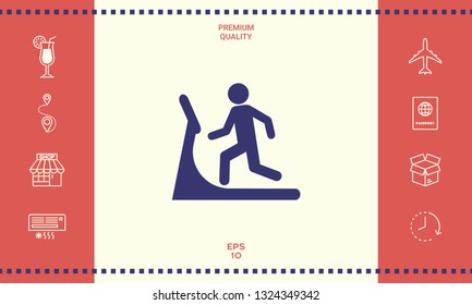 Man on treadmill icon. Graphic elements for your design