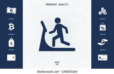 Man on treadmill icon. Graphic elements for your design
