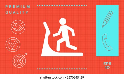 Man on treadmill icon. Graphic elements for your design