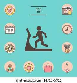 Man on treadmill icon. Graphic elements for your design