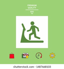 Man on treadmill icon. Graphic elements for your design