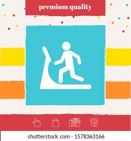 Man on treadmill icon. Graphic elements for your design