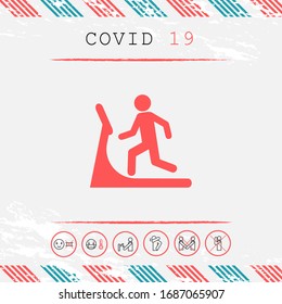 Man on treadmill icon. Graphic elements for your design
