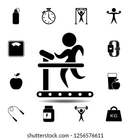 The Man on treadmill icon. Simple glyph vector element of gym icons set for UI and UX, website or mobile application