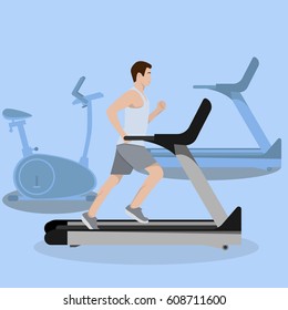Man on treadmill side view