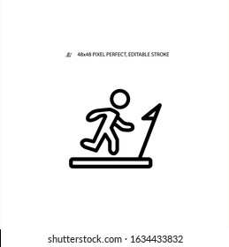 Man on a treadmill simple line icon vector illustration. Editable stroke. 48x48 Pixel Perfect.