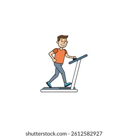 man on treadmill on white background