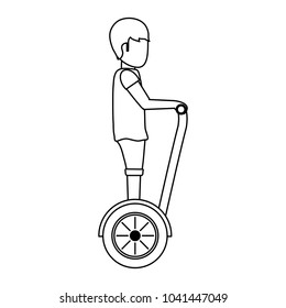 Man on two wheels electric scooter