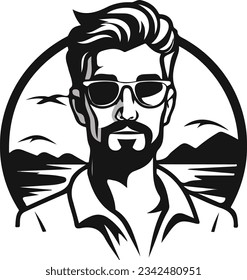 un hombre con un icono de vacaciones