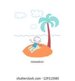 Man on vacation. Illustration.