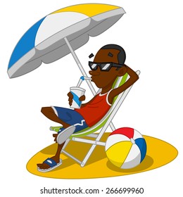 man on vacation. Vector illustration.