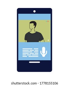 man on video call by smart cell phone vector illustration desing