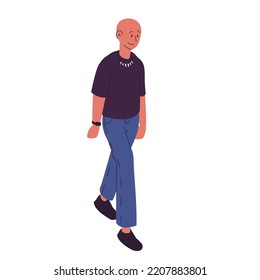 A man on a walk. A person walks. Flat vector illustration on white background