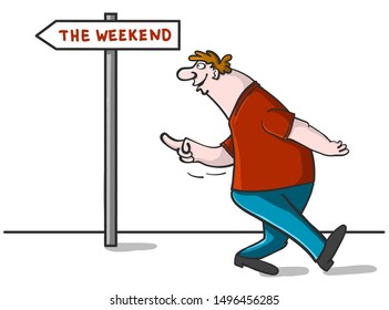 man on the way to weekend. vector illustration