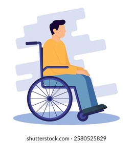 Man on a wheelchair. Person with disability - vector illustration.