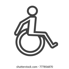 Man on wheelchair vector icon isolated on white background