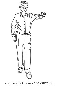 A man on a white background, drawn by lines. Vector