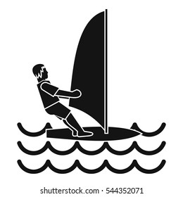 Man on windsurf icon. Simple illustration of man on windsurf vector icon for web