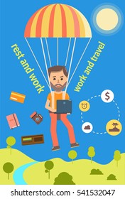 man on work and travel