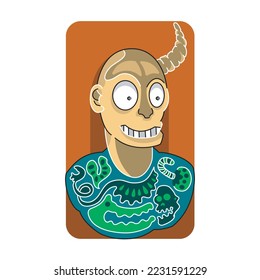 a man with one horn in his t-shirt full of pictures design vector