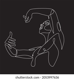 Man One Line Art Vector. Surreal Minimal Illustration.  Man Dancing. Contemporary Dance