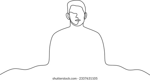 Mann in einer Linienzeichnung mit flachem Gesicht