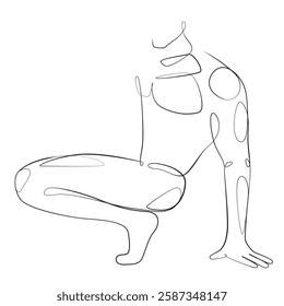 Man one line drawing on white isolated background 