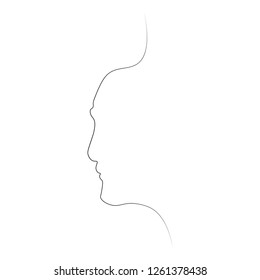 Man of one line. Vector illustration of a black man face on a white background.