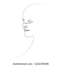 Man of one line. Vector illustration of a black man face on a white background.