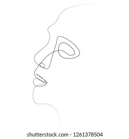 Man of one line. Vector illustration of a black man face on a white background.