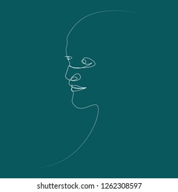 Man of one line. Vector illustration on color background.