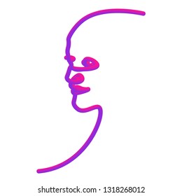 Man of one line. Vector illustration of a black man face on a white background.