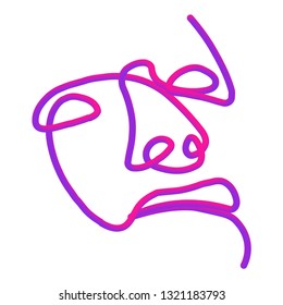 Man of one line. Vector illustration of a black man face on a white background.