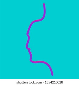 Man of one line. Vector illustration of a black man face on a color background.